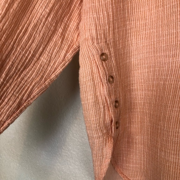 By Anthropologie Boho Gauzy Cotton V-Neck Side Button Popover Shirt Medium - Picture 6 of 14